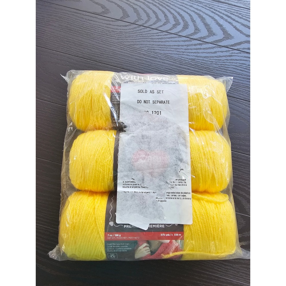 Red‎ Heart With Love Yarn Daffodil Yellow 1201 7oz  3 Skein Set Bulk Medium 4